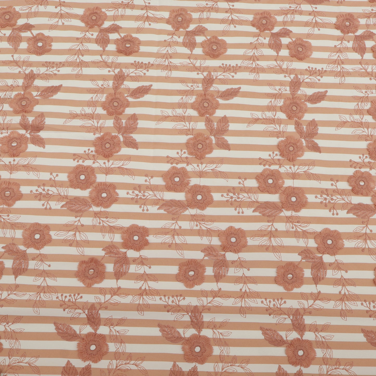 Crepe Silk Stripe Embroidery Fabric