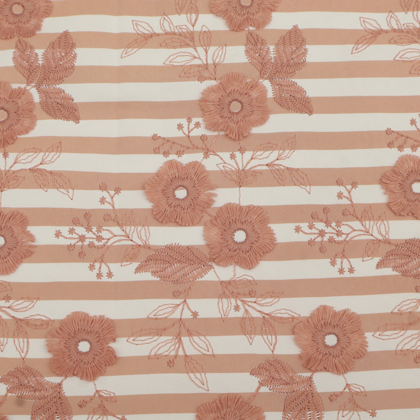 Crepe Silk Stripe Embroidery Fabric