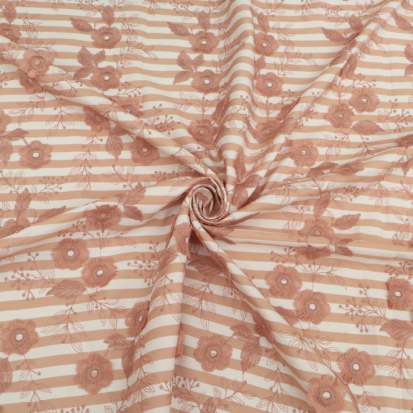 Crepe Silk Stripe Embroidery Fabric