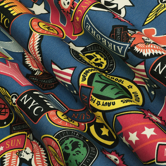 Denim Multicolour Print  Fabric