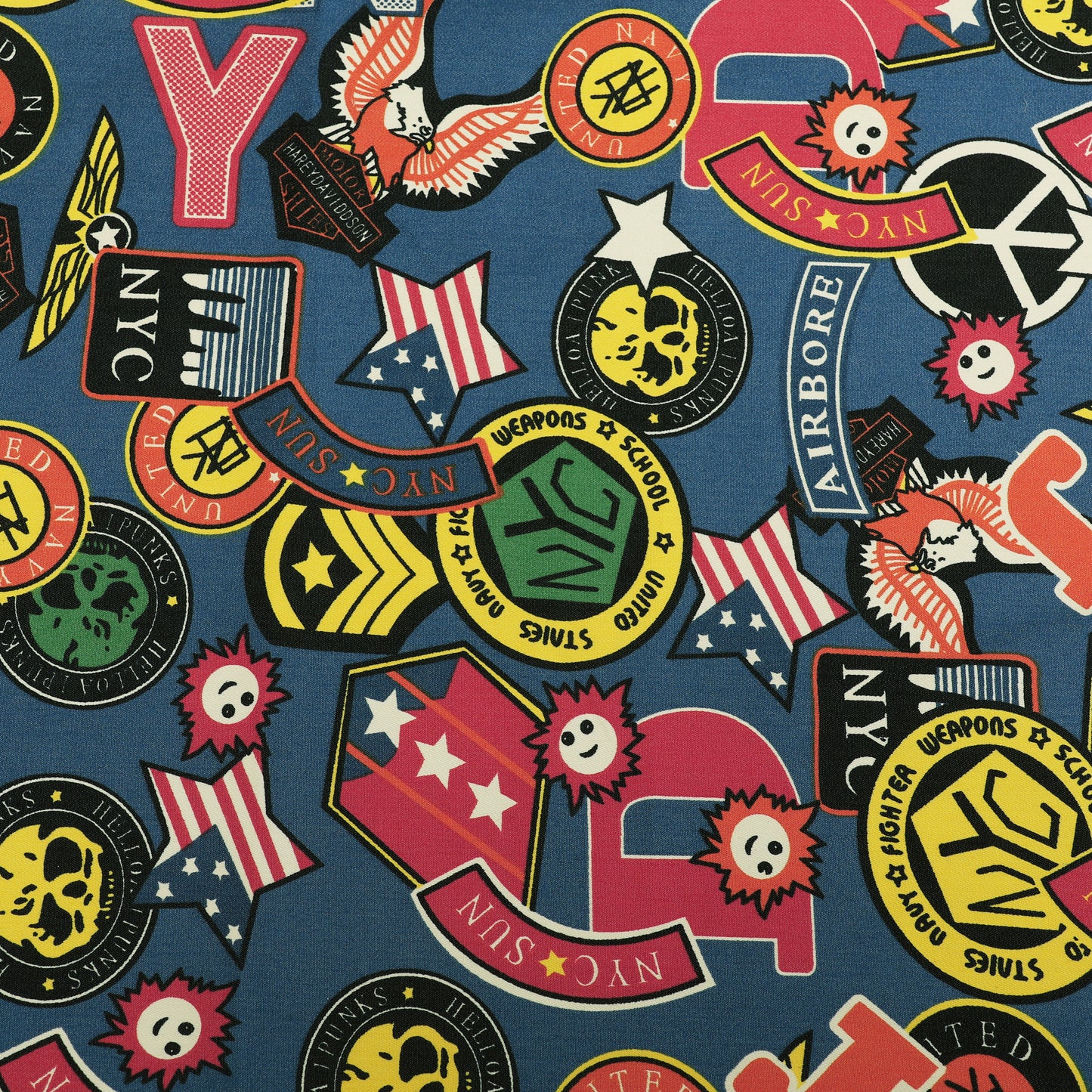 Denim Multicolour Print  Fabric