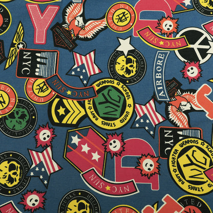 Denim Multicolour Print  Fabric