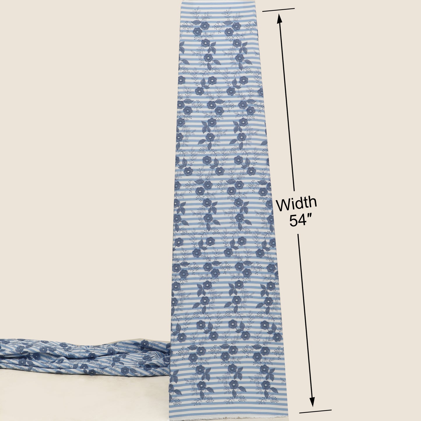 Crepe Silk Stripe Embroidery Fabric