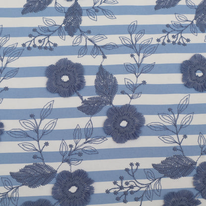 Crepe Silk Stripe Embroidery Fabric