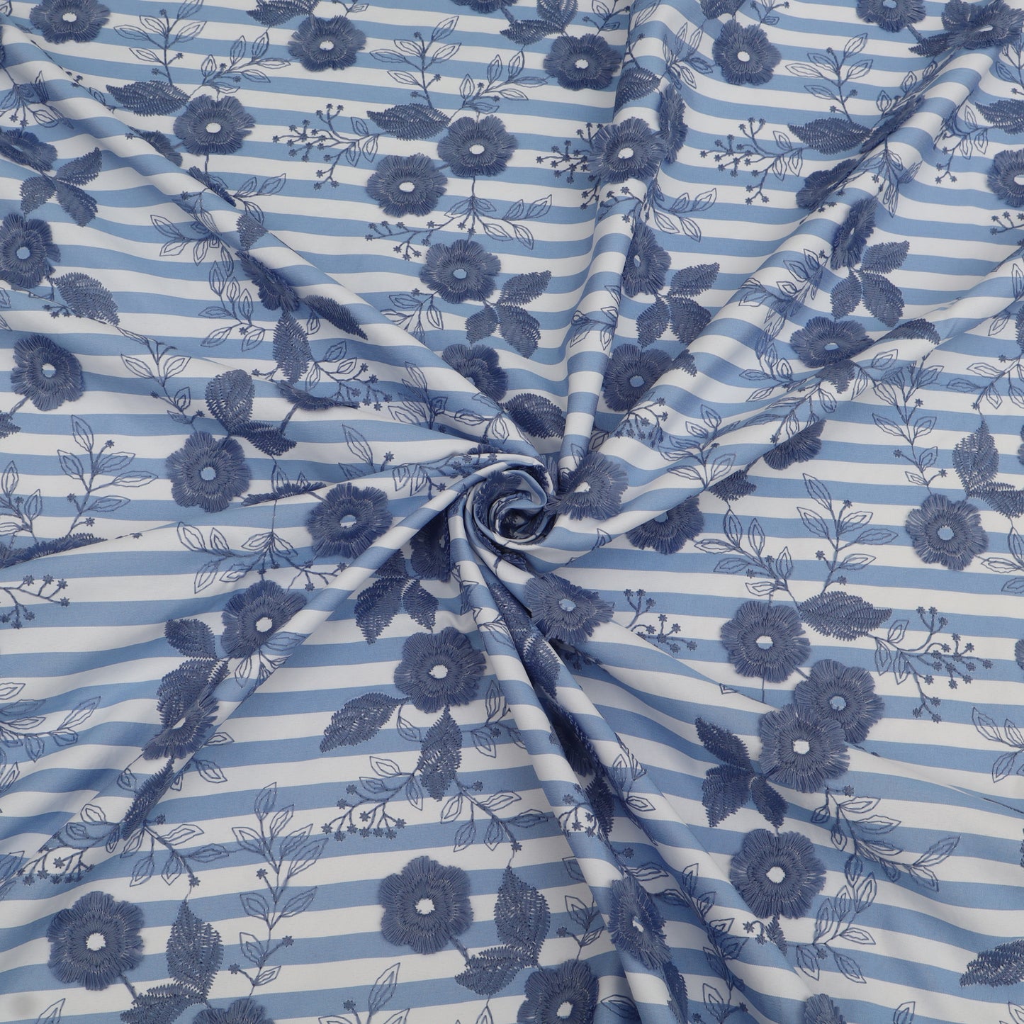 Crepe Silk Stripe Embroidery Fabric