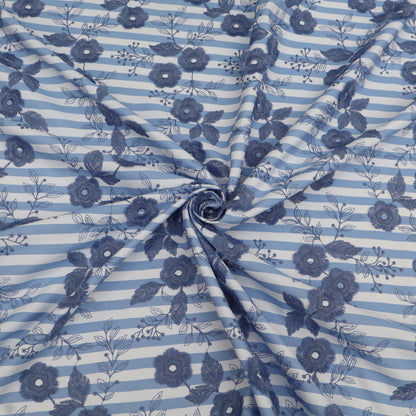 Crepe Silk Stripe Embroidery Fabric