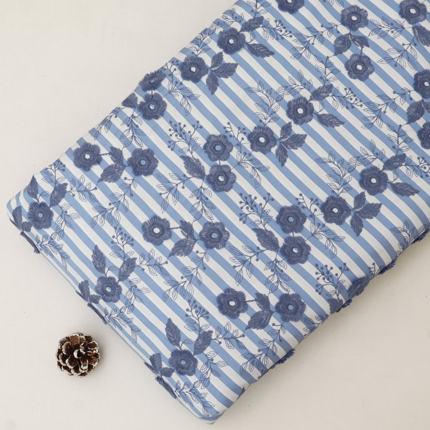 Crepe Silk Stripe Embroidery Fabric