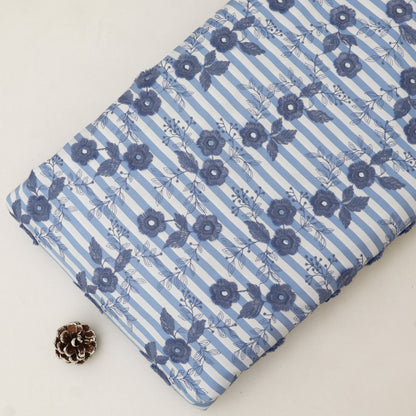 Crepe Silk Stripe Embroidery Fabric