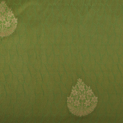 Olive Green  Color Tissue Zari Jaquard Fabric