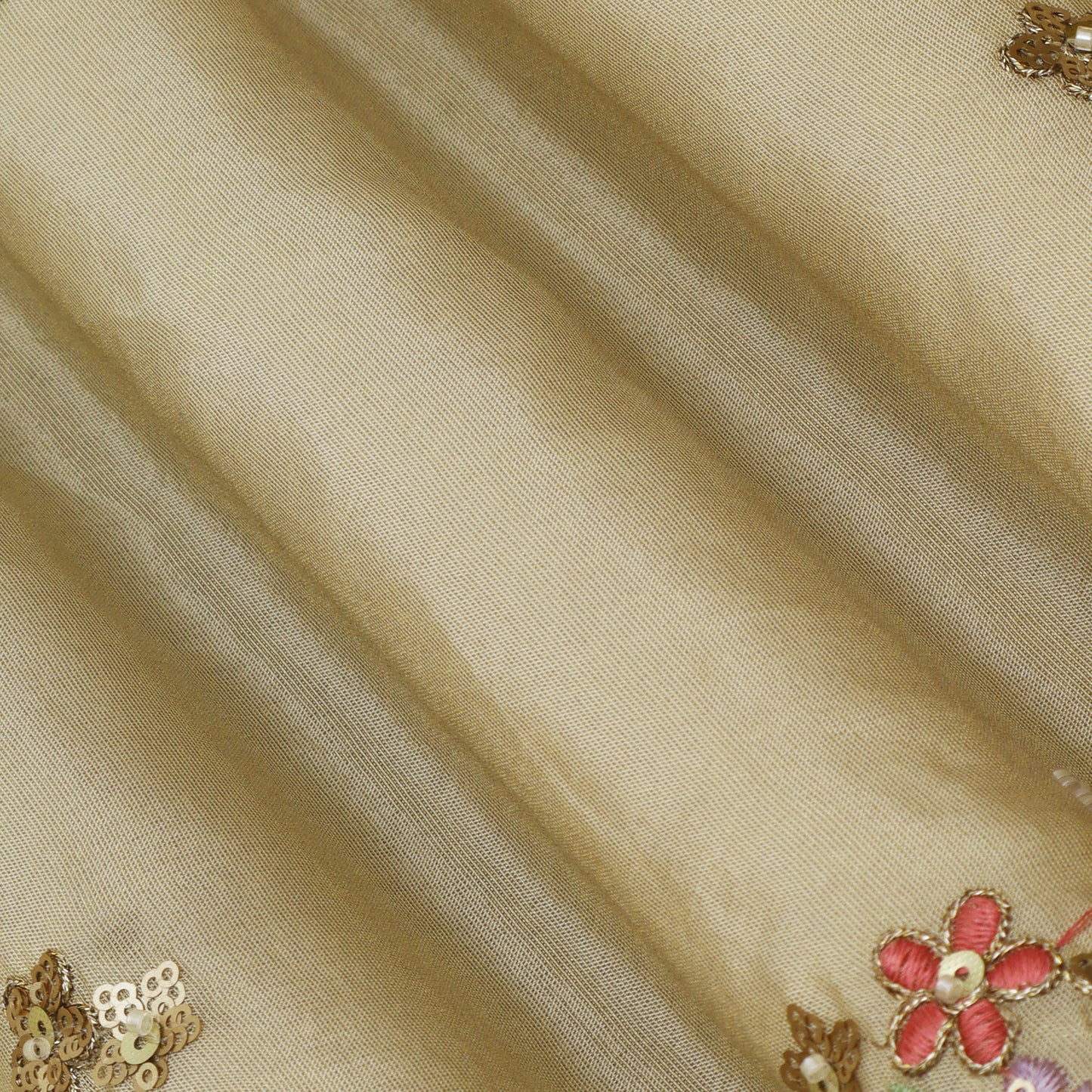Beige Color Tissue Booti Fabric