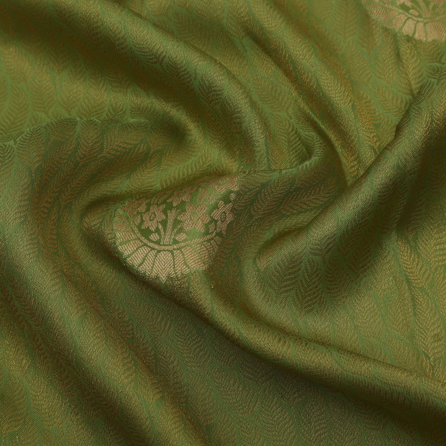 Olive Green  Color Tissue Zari Jaquard Fabric