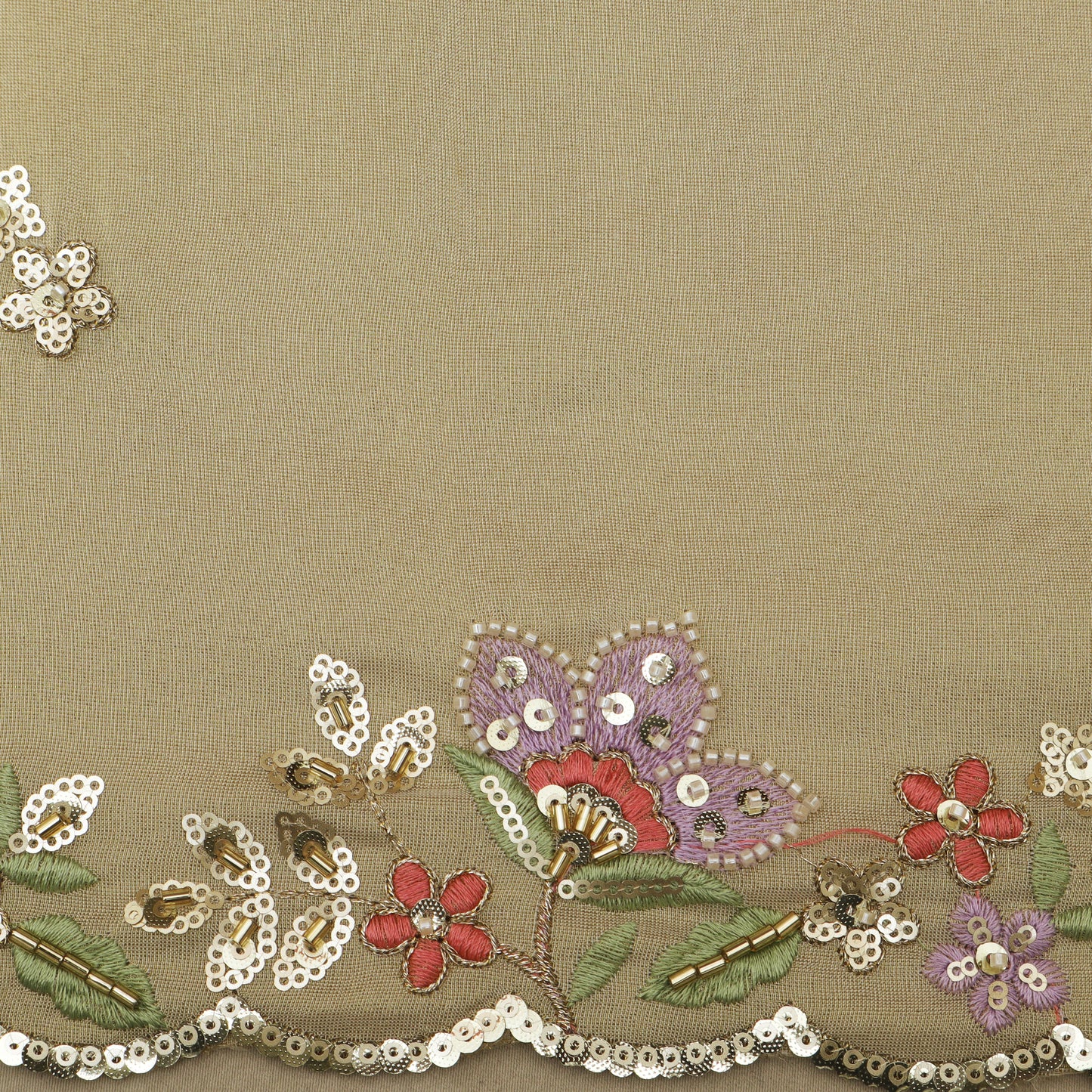 Beige Color Tissue Booti Fabric