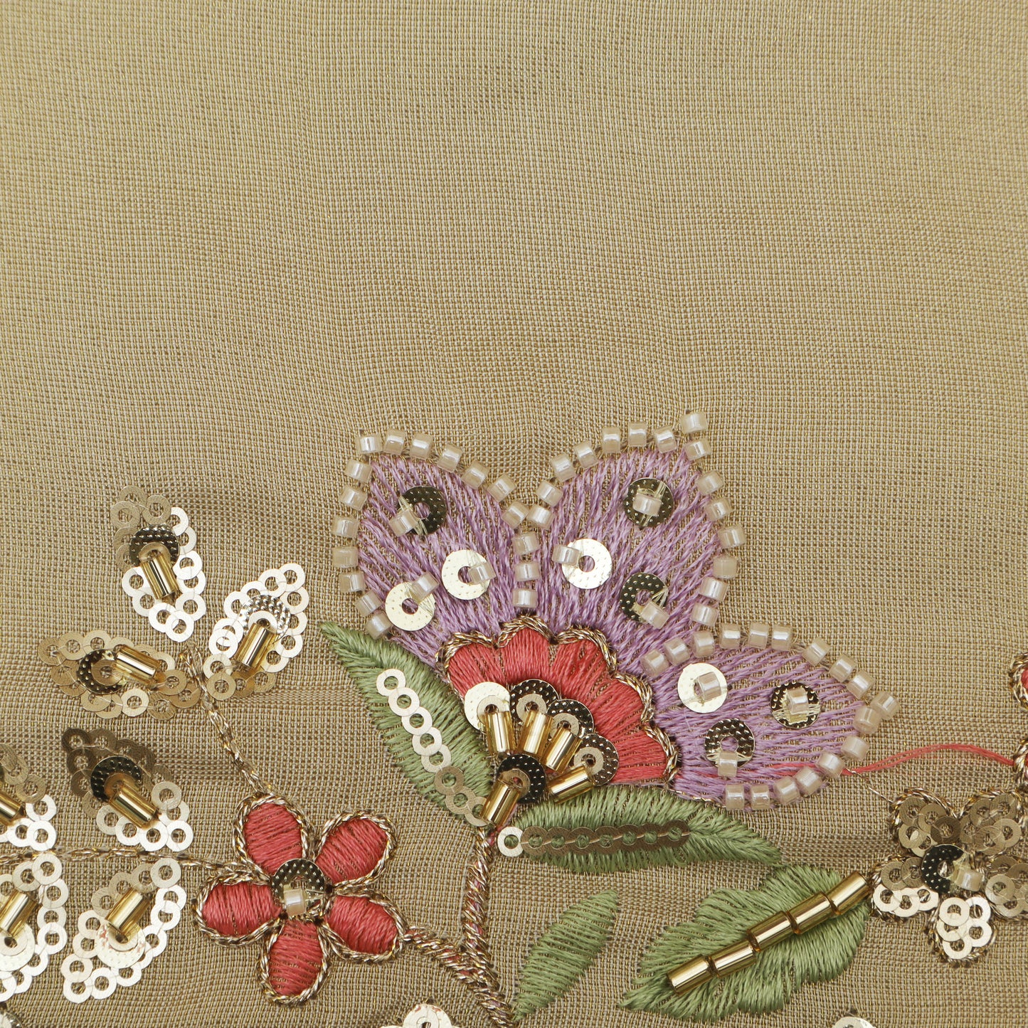 Beige Color Tissue Booti Fabric