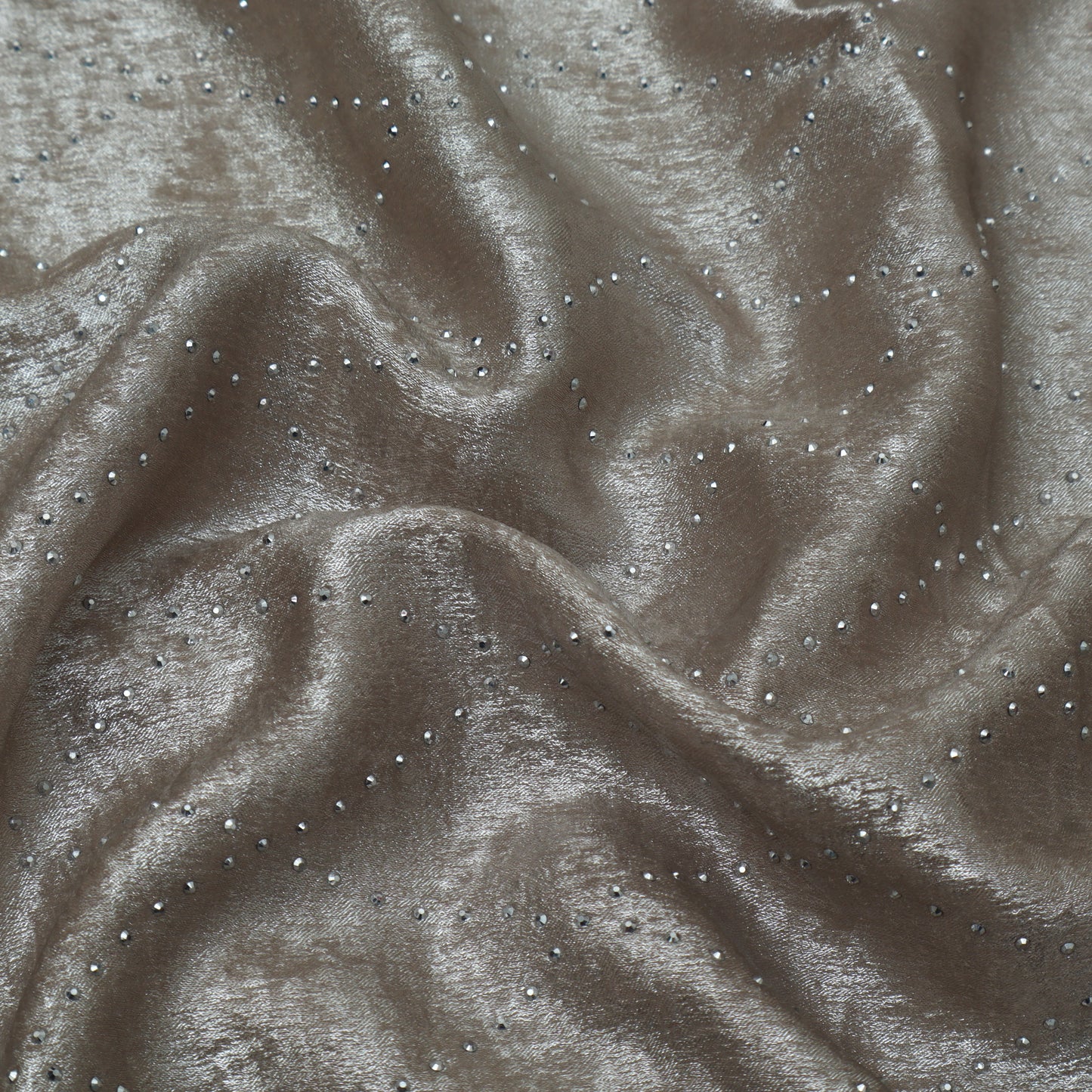 Grey Color Georgette Foil Mukaish Fabric