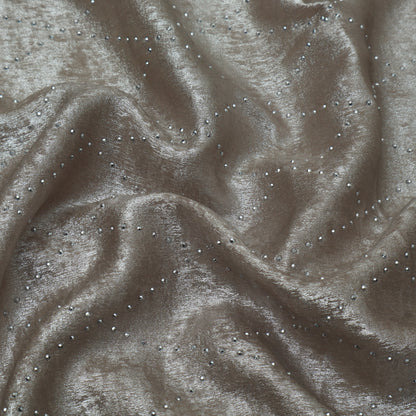 Grey Color Georgette Foil Mukaish Fabric