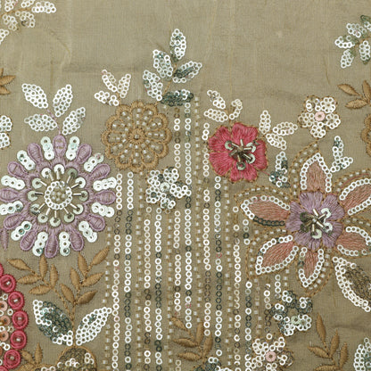 Beige Color Tissue Border Embroidery 54" Fabric