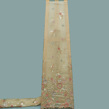 Beige Color Tissue Border Embroidery 54" Fabric