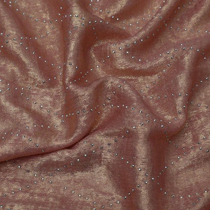 Rose Gold  Color Georgette Foil Mukaish Fabric