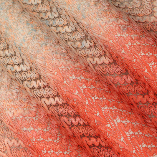 Peach With White Crosia Textile Fabic