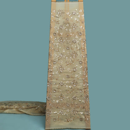 Beige Color Tissue Embroidery Fabric