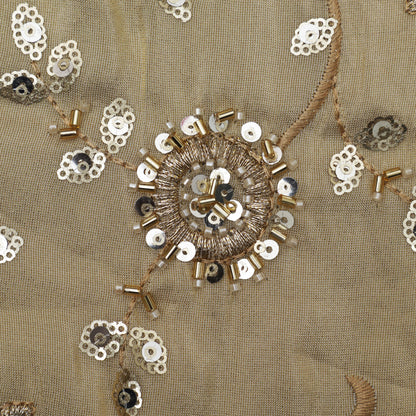 Beige Color Tissue Embroidery Fabric