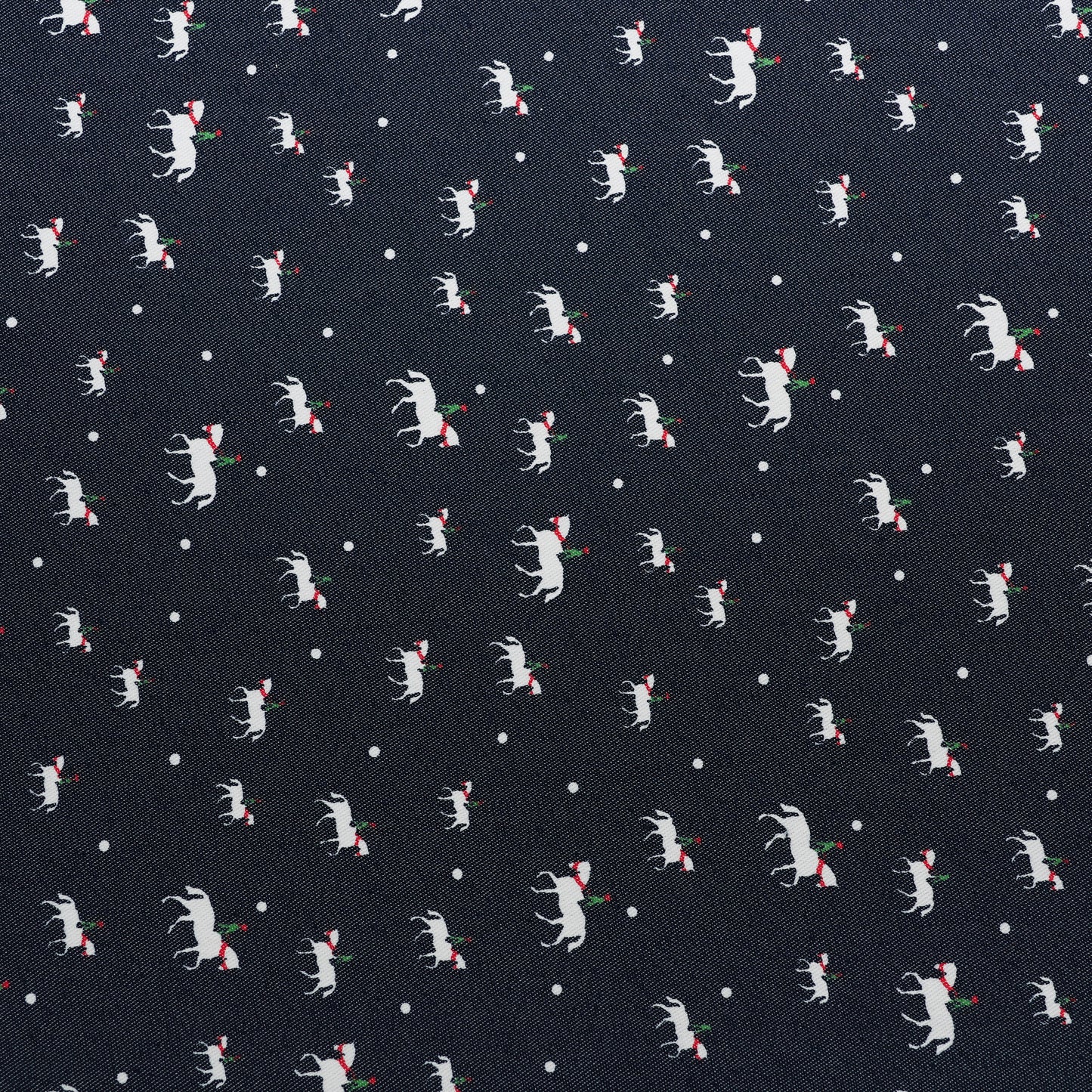 Navy Blue Animal Printed Denim Fabric
