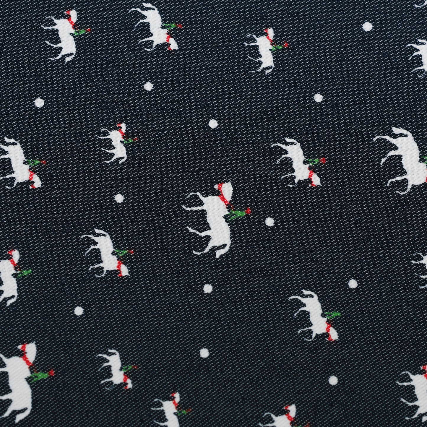 Navy Blue Animal Printed Denim Fabric