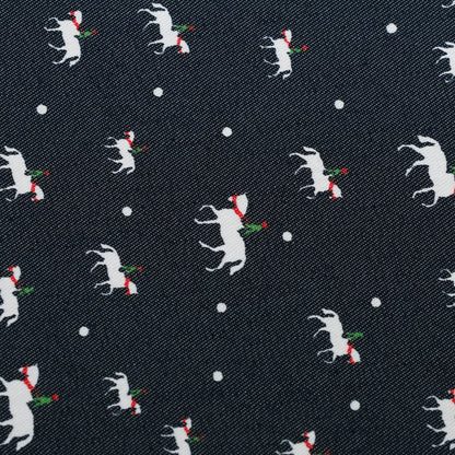 Navy Blue Animal Printed Denim Fabric