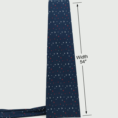Navy Blue Bird Printed Denim Fabric