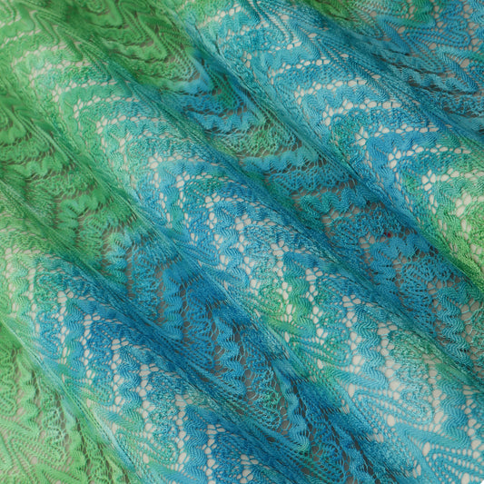 Blue With Green Color Crosia Fabric