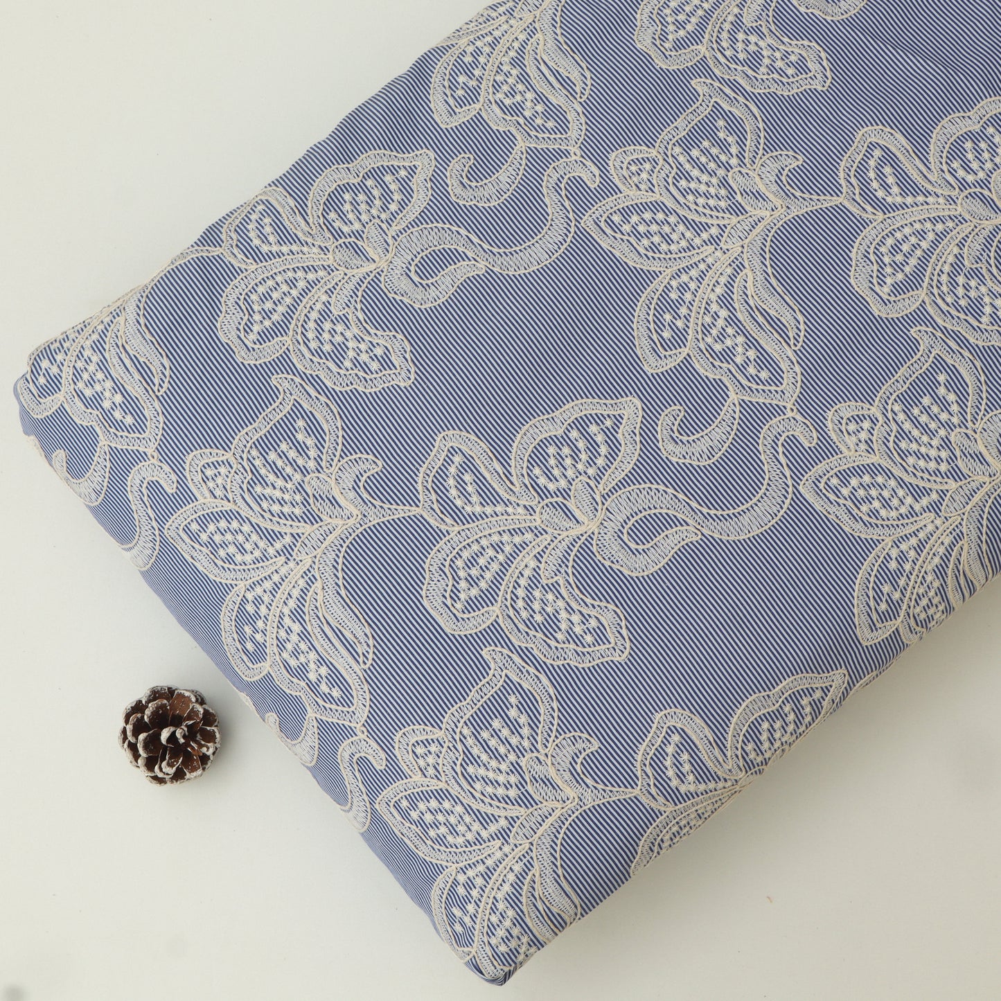 Cotton Stripe Embroidery Fabric