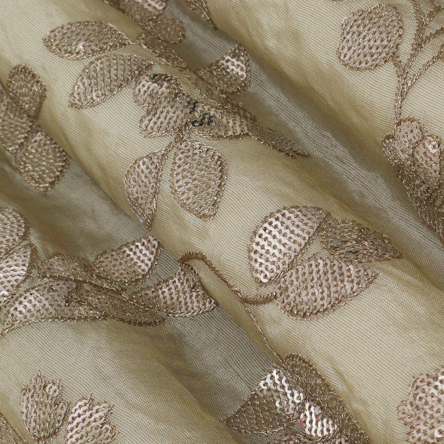 Beige Color Tissue Embroidery Fabric