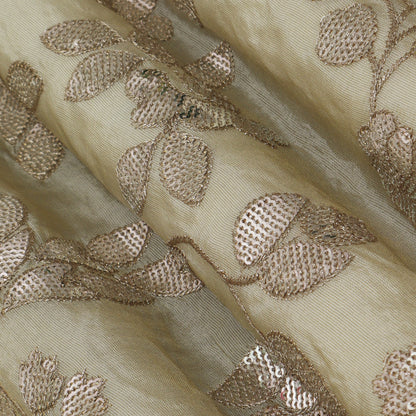 Beige Color Tissue Embroidery Fabric
