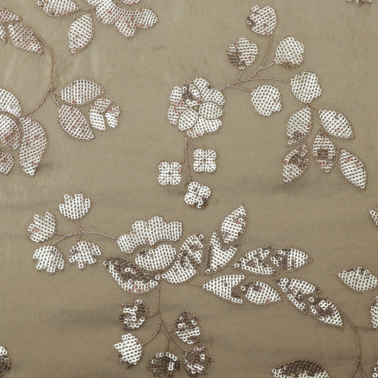 Beige Color Tissue Embroidery Fabric
