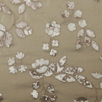 Beige Color Tissue Embroidery Fabric