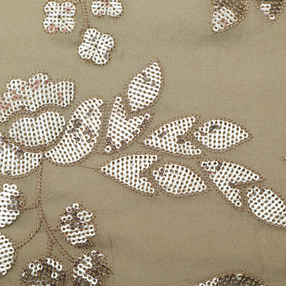 Beige Color Tissue Embroidery Fabric