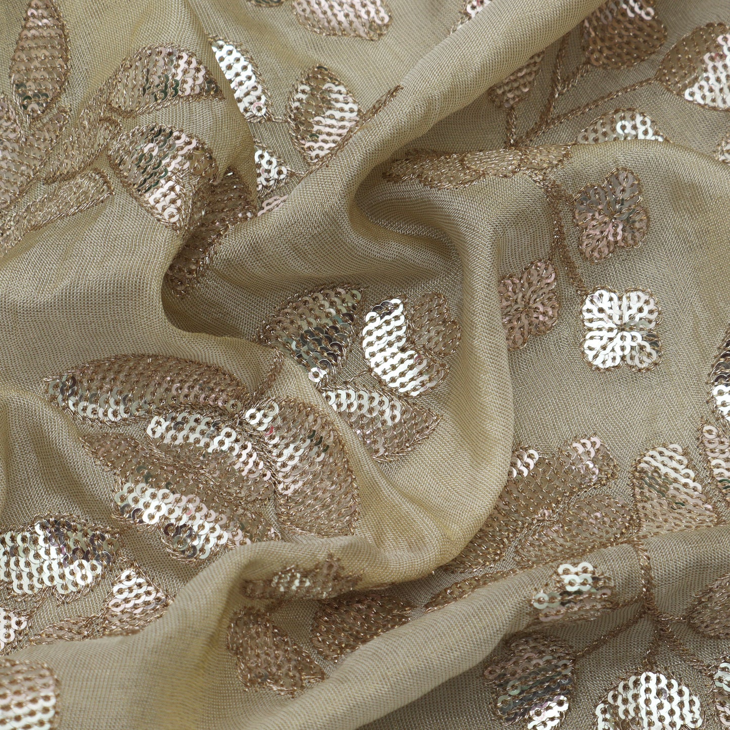 Beige Color Tissue Embroidery Fabric