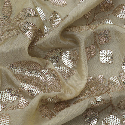 Beige Color Tissue Embroidery Fabric