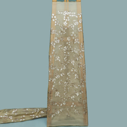 Beige Color Tissue Embroidery Fabric