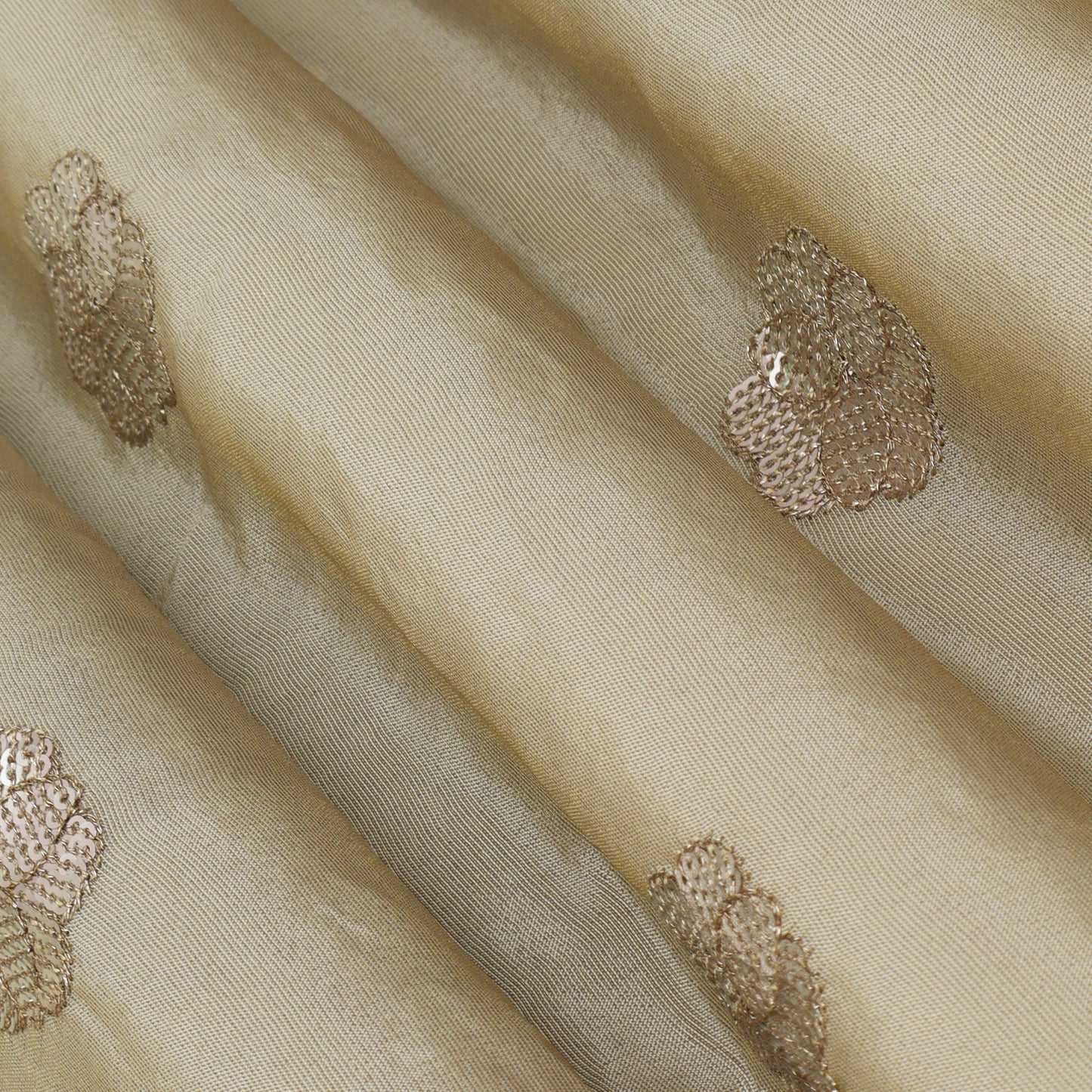 Beige Color Tissue Boota Fabric