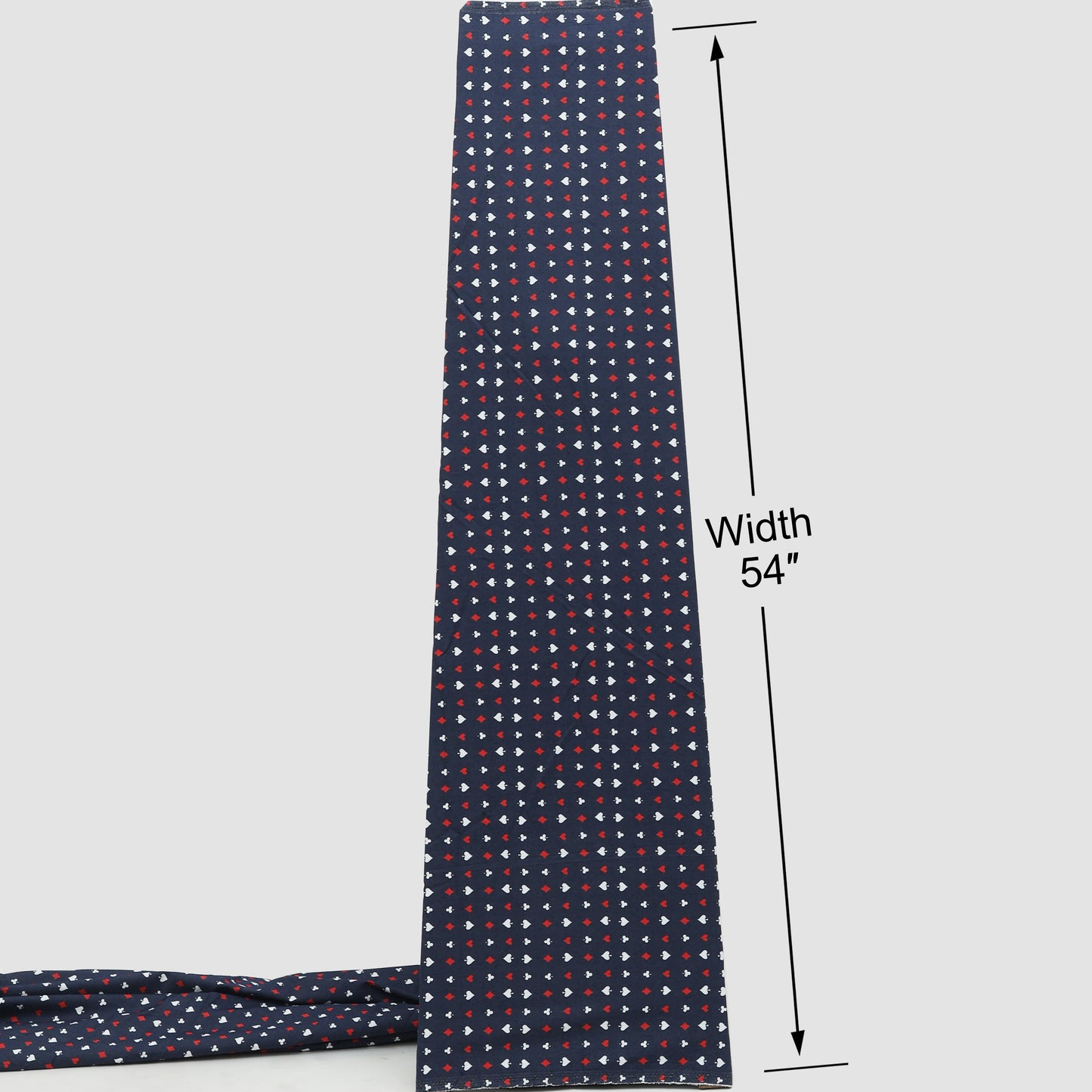 Navy Blue Card Printed Denim  Fabric