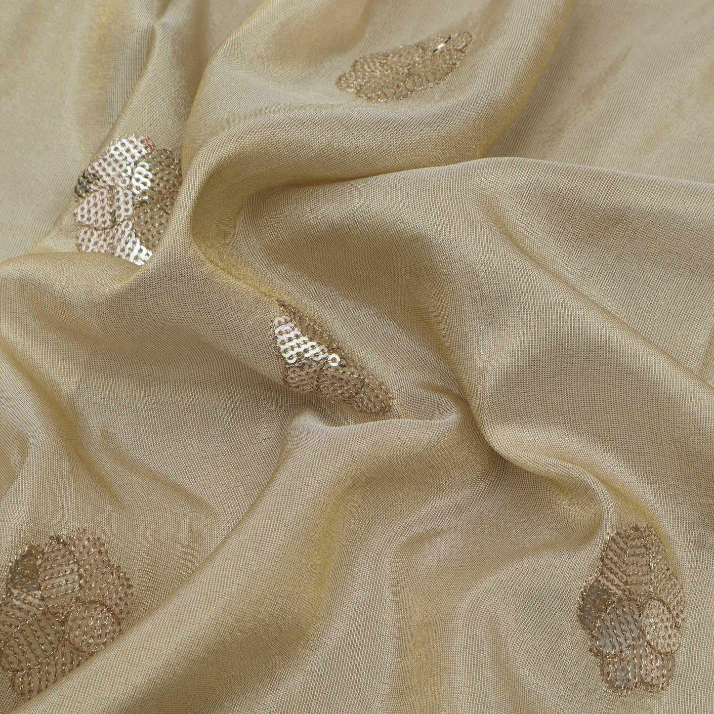 Beige Color Tissue Boota Fabric