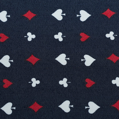 Navy Blue Card Printed Denim  Fabric