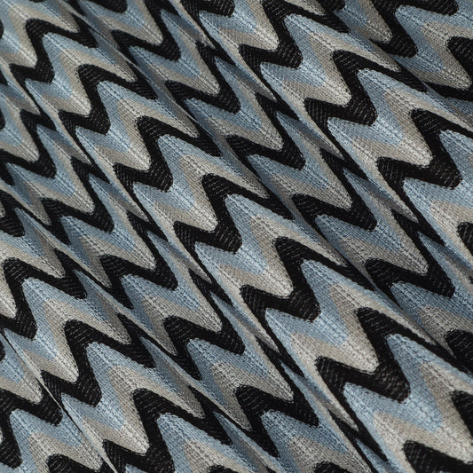 Black, Gray And Sky Blue Colors Crosia Fabric