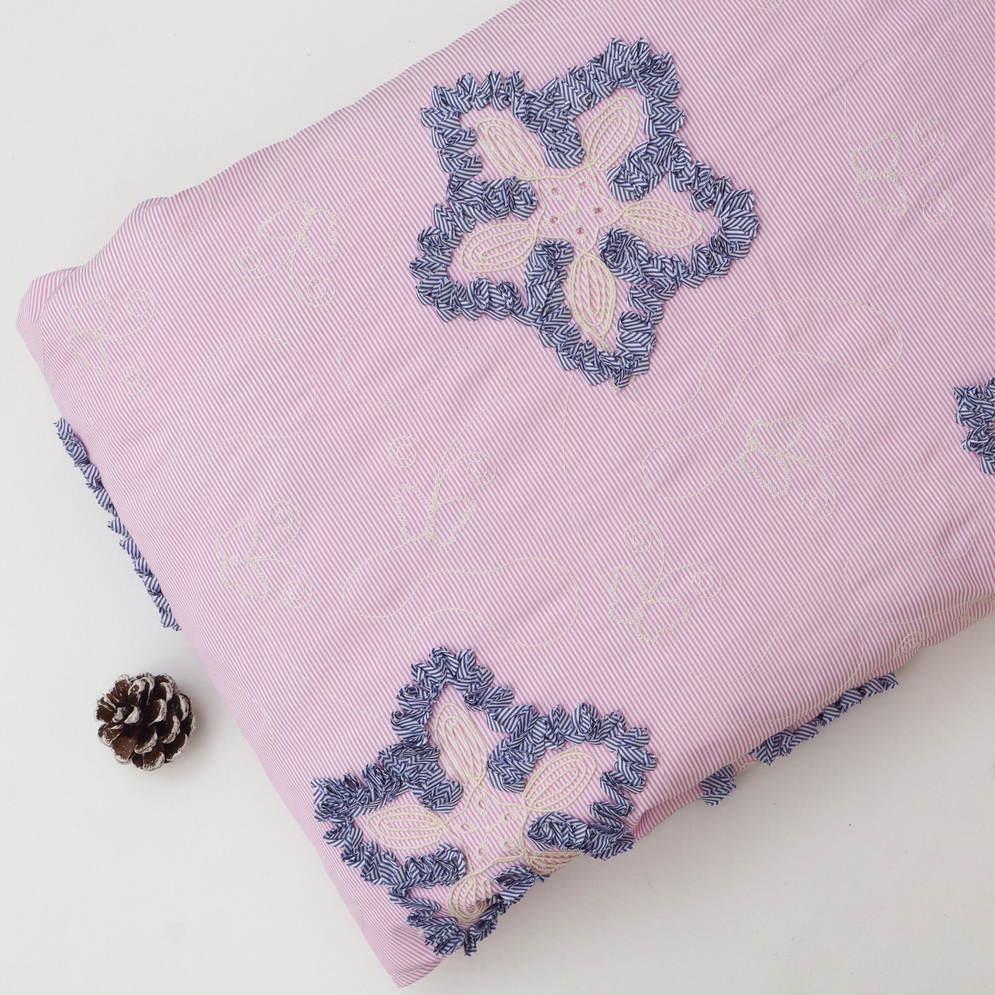 Cotton Stripe Embroidery Fabric