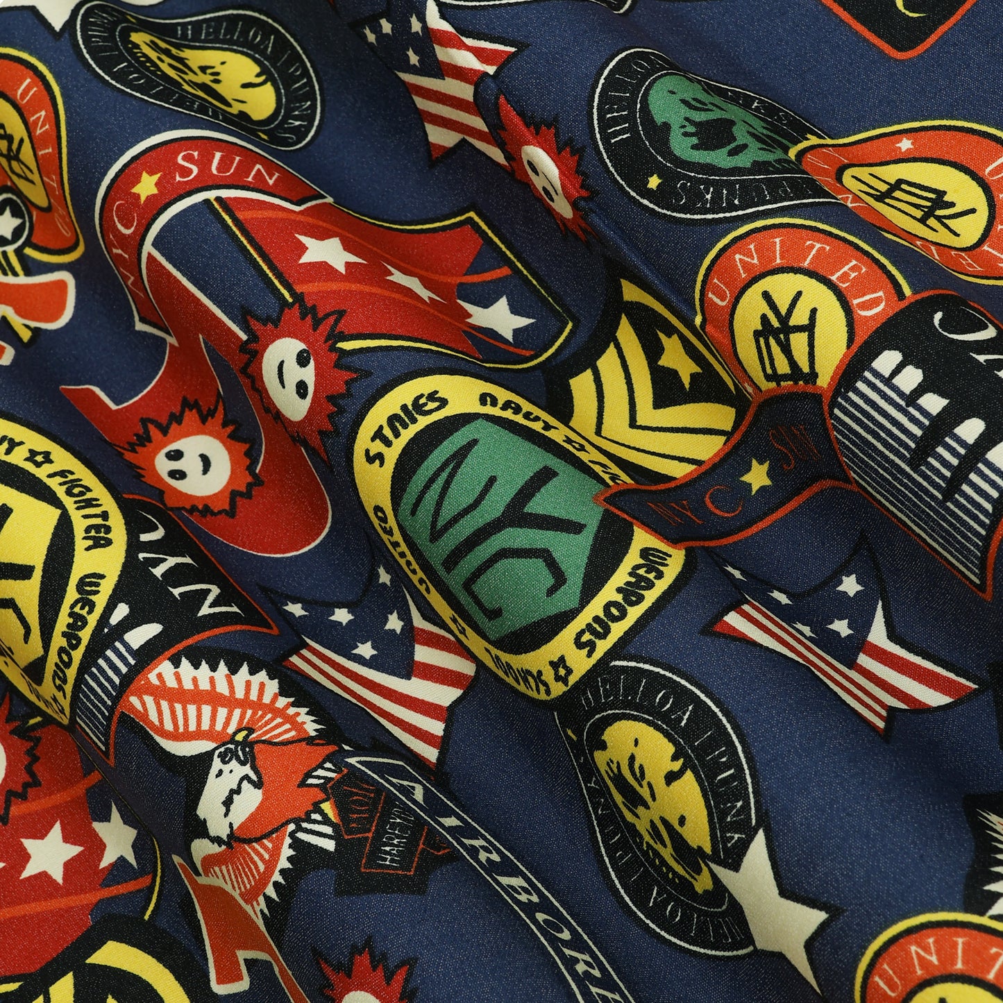 Denim Multicolour Print  Fabric