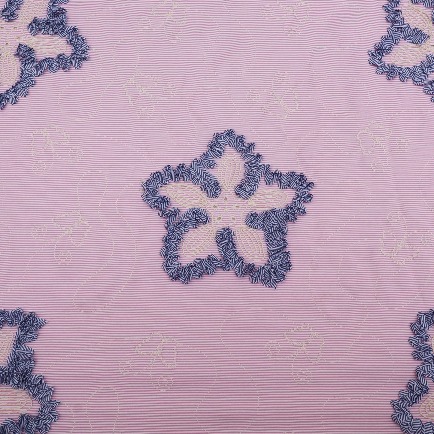 Cotton Stripe Embroidery Fabric