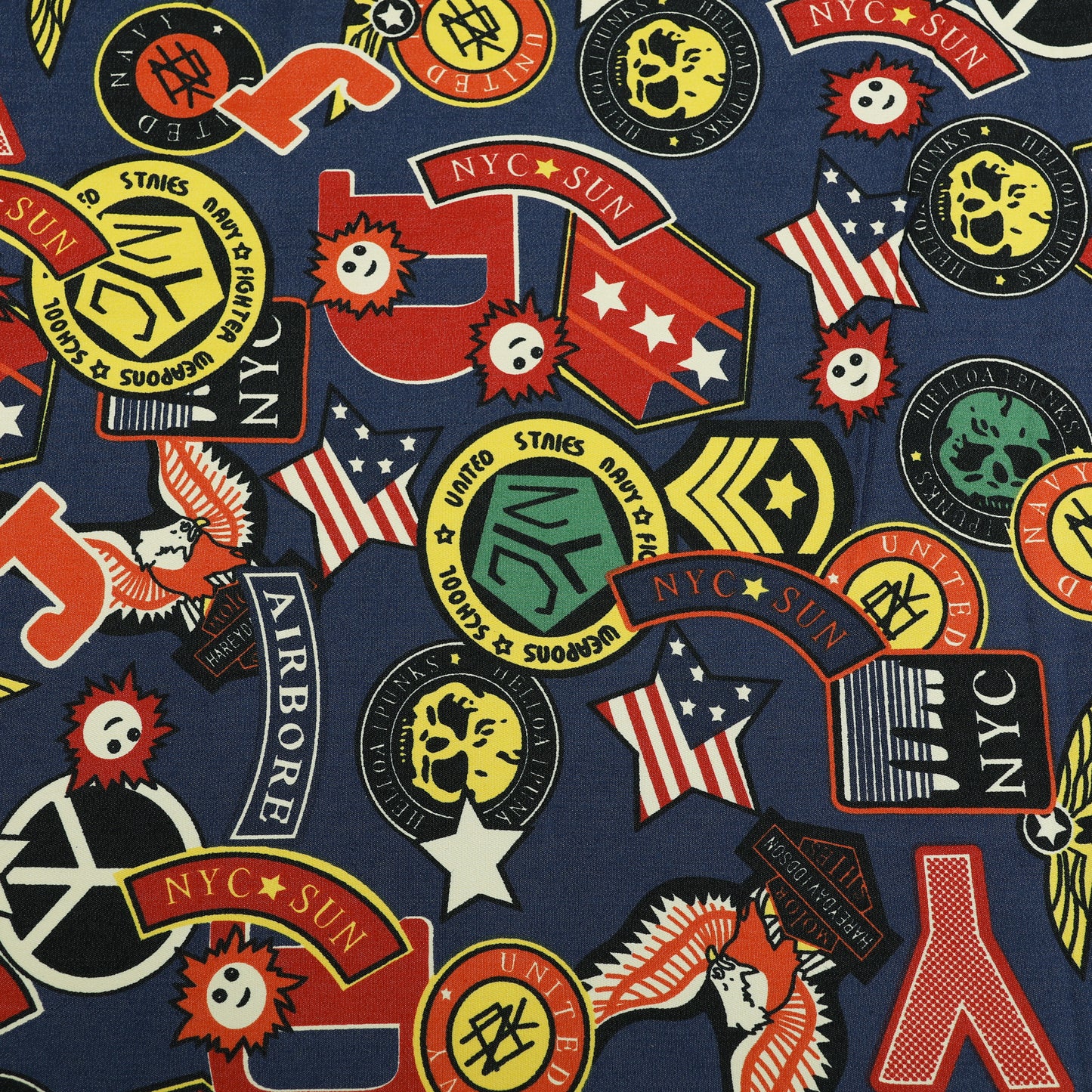 Denim Multicolour Print  Fabric