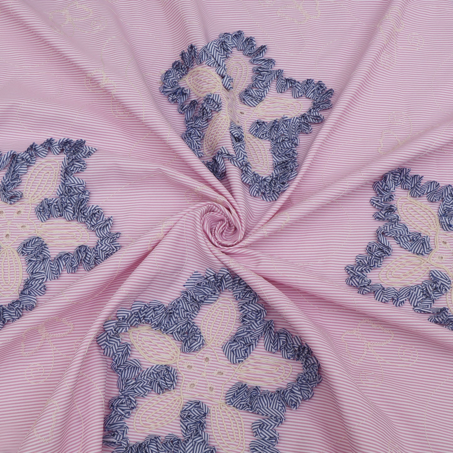 Cotton Stripe Embroidery Fabric