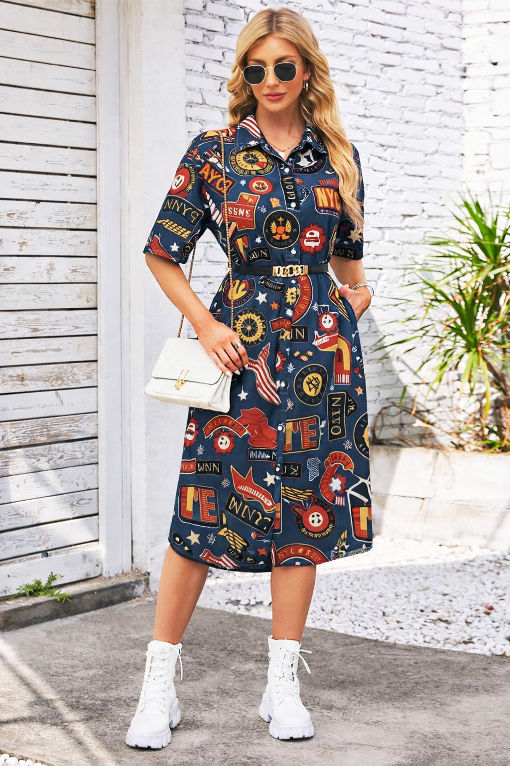 Denim Multicolour Print  Fabric